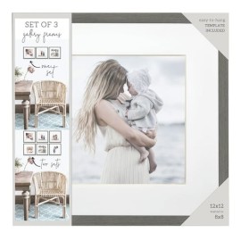 Portaretrato Gallery Frames 12x12 a 8x8 set de tres marcos gris