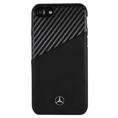 Funda Iphone SE3 Mercedes Benz Carbono Piel Negra