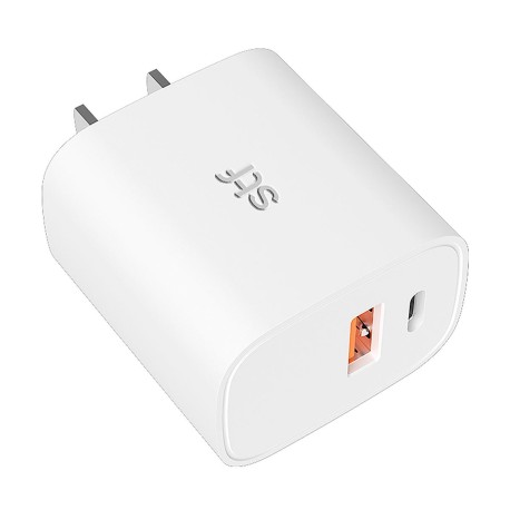 Cargador de pared STF blanco 2 salidas carga ultra rápida USB y tipo C